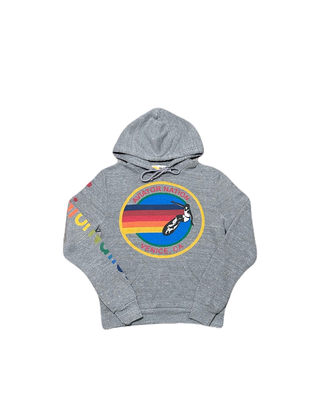 Aviator Nation Hoodie Womens XS Gray Venice CA Surfer Sweatshirt USA Retro